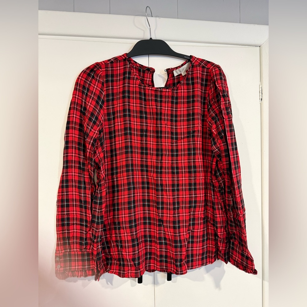 Loft Red Plaid Blouse